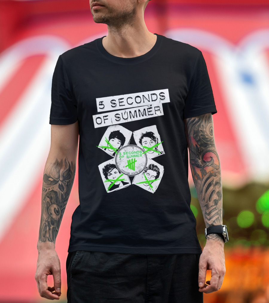5 Seconds Of Summer 5SOS Green Iconic Faces Derping Since 2011 T-Shirt