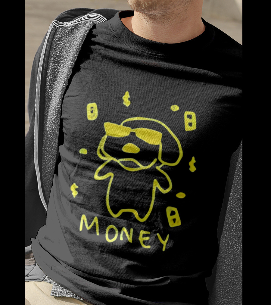 Golden Retriever Money Dog With Sunglasses Drawing T-Shirt