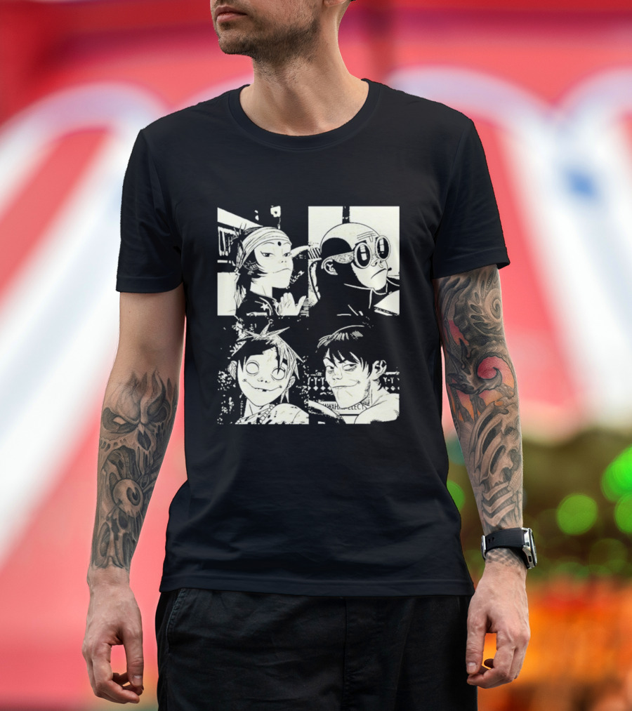 Gorillaz 2D Murdoc Niccals Noodle Russel Hobbs Animation T-Shirt