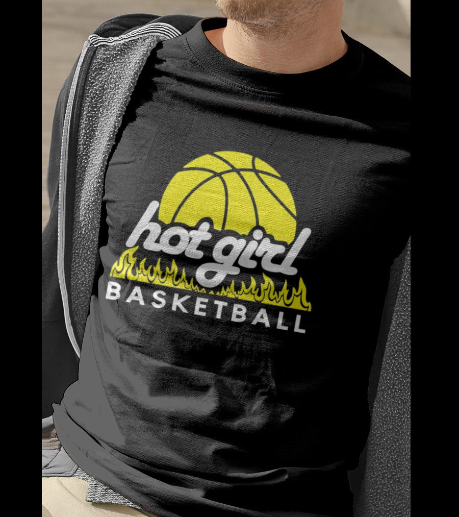 Hot Girl Basketball Fiery Yellow Basketball Flame T-Shirt