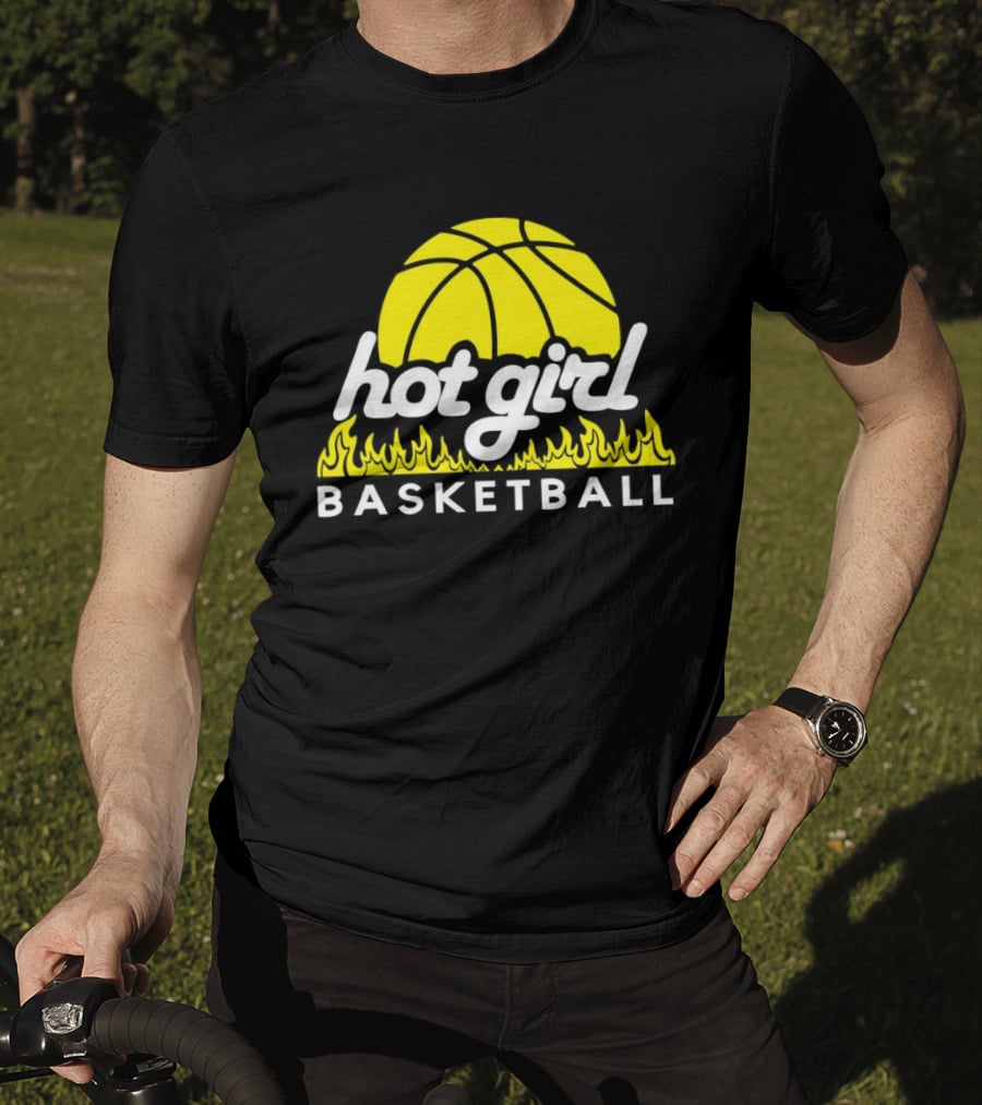 Hot Girl Basketball Fiery Yellow Basketball Flame T-Shirt