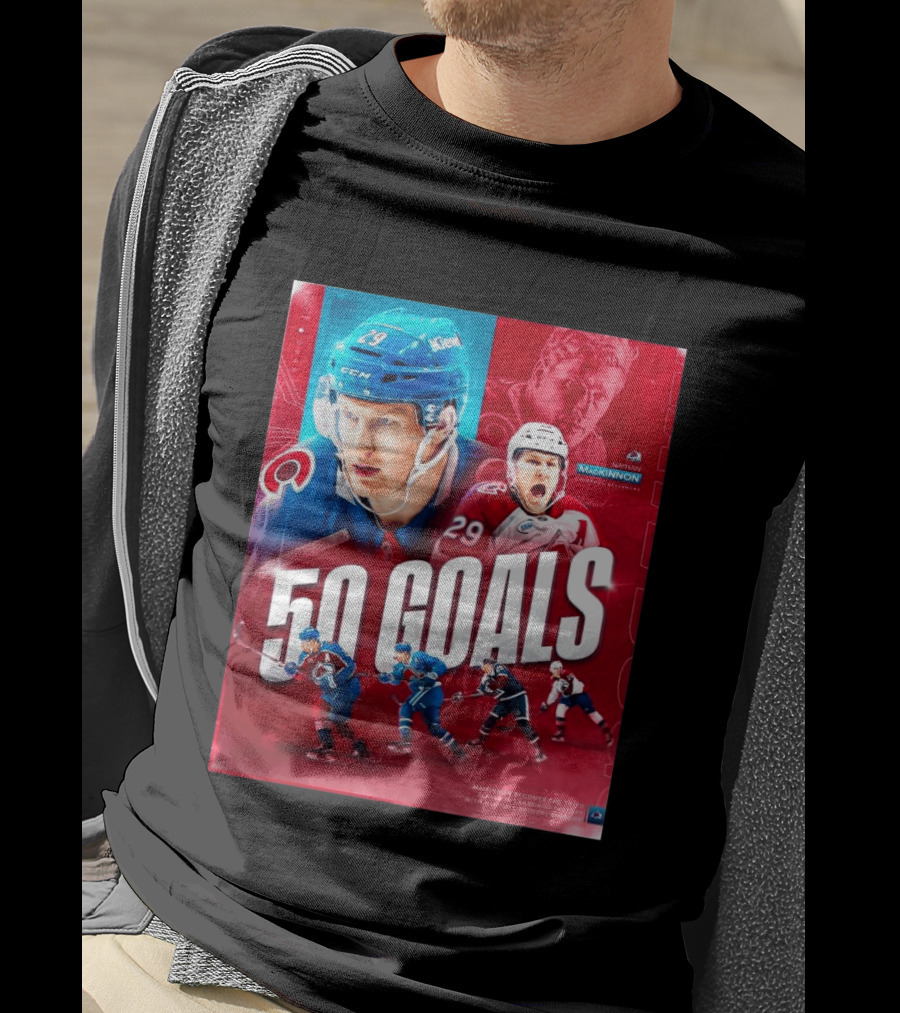 Colorado Avalanche Nathan MacKinnon 50 Goals Achievement NHL Career Milestone T-Shirt