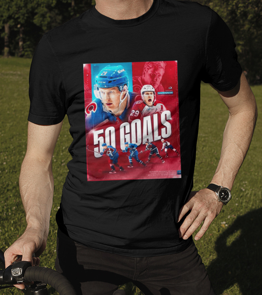 Colorado Avalanche Nathan MacKinnon 50 Goals Achievement NHL Career Milestone T-Shirt