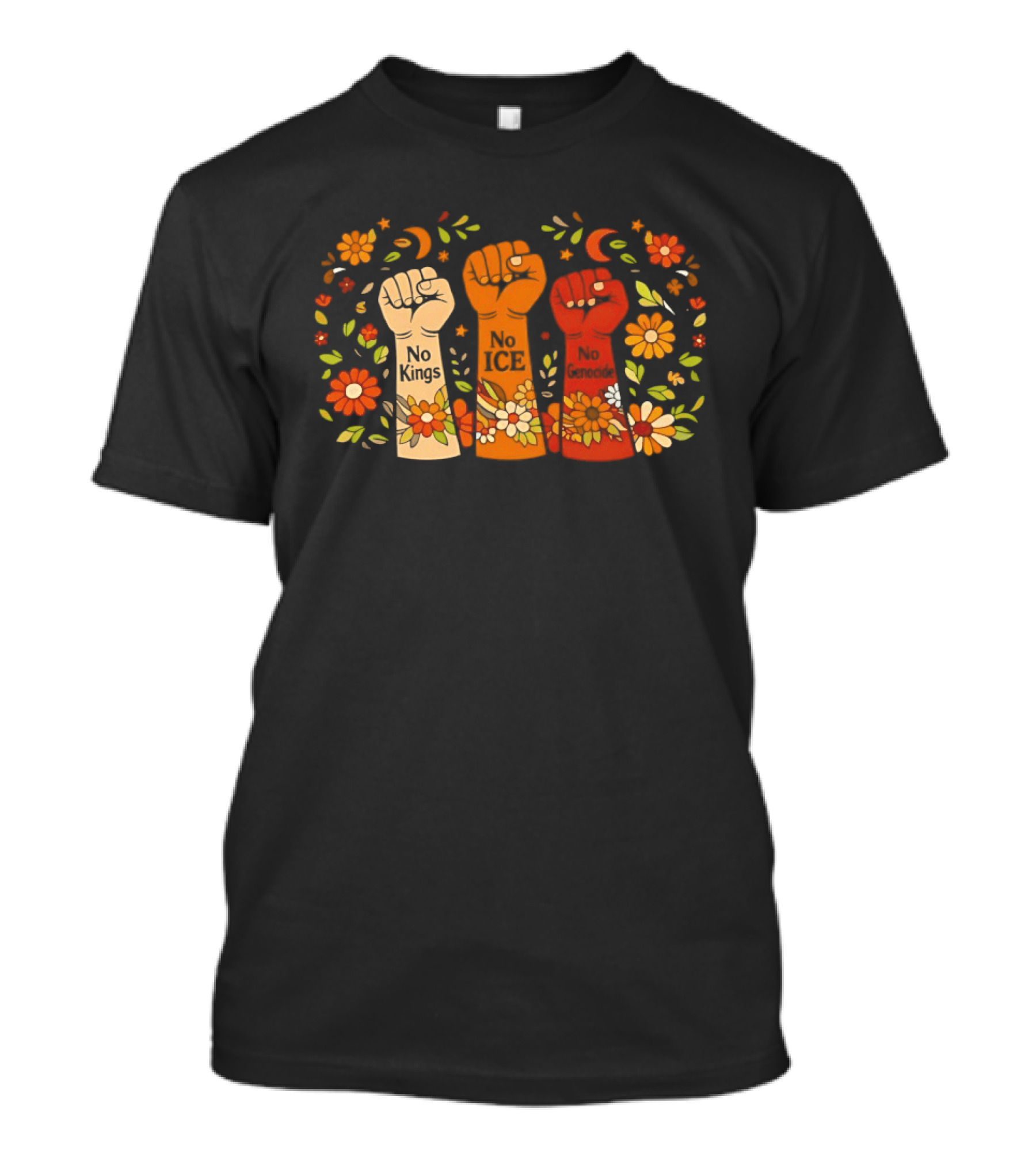 No Kings No Ice No Genocide Fist Flower Power Uprising T-Shirt