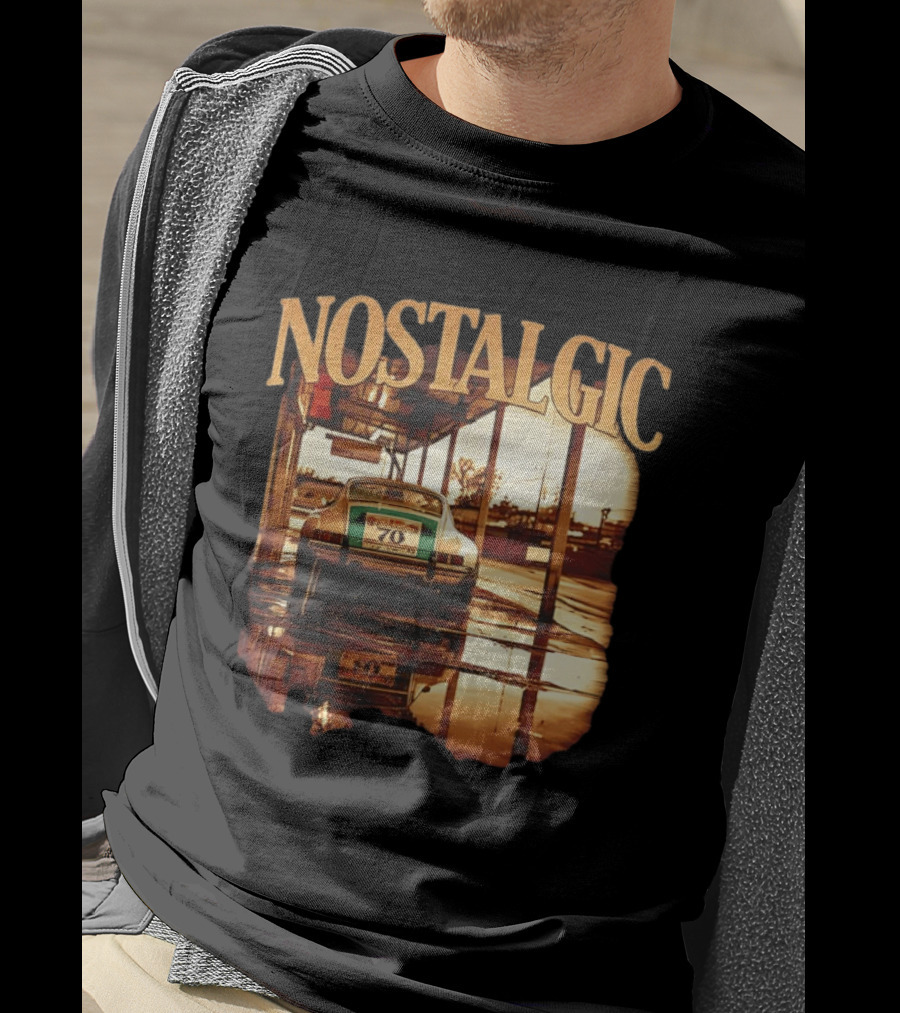 Nostalgic Vintage Car Rear View With Racing Number 70 T-Shirt