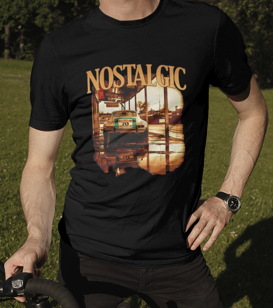 Nostalgic Vintage Car Rear View With Racing Number 70 T-Shirt