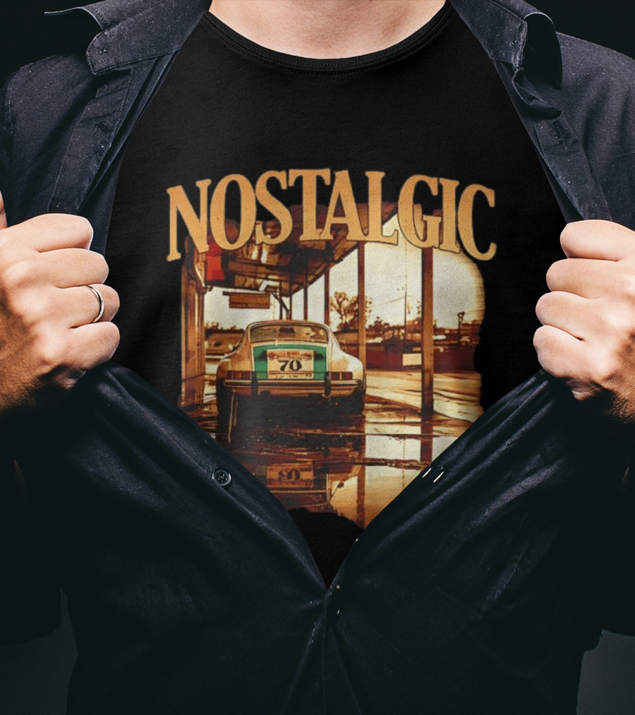 Nostalgic Vintage Car Rear View With Racing Number 70 T-Shirt