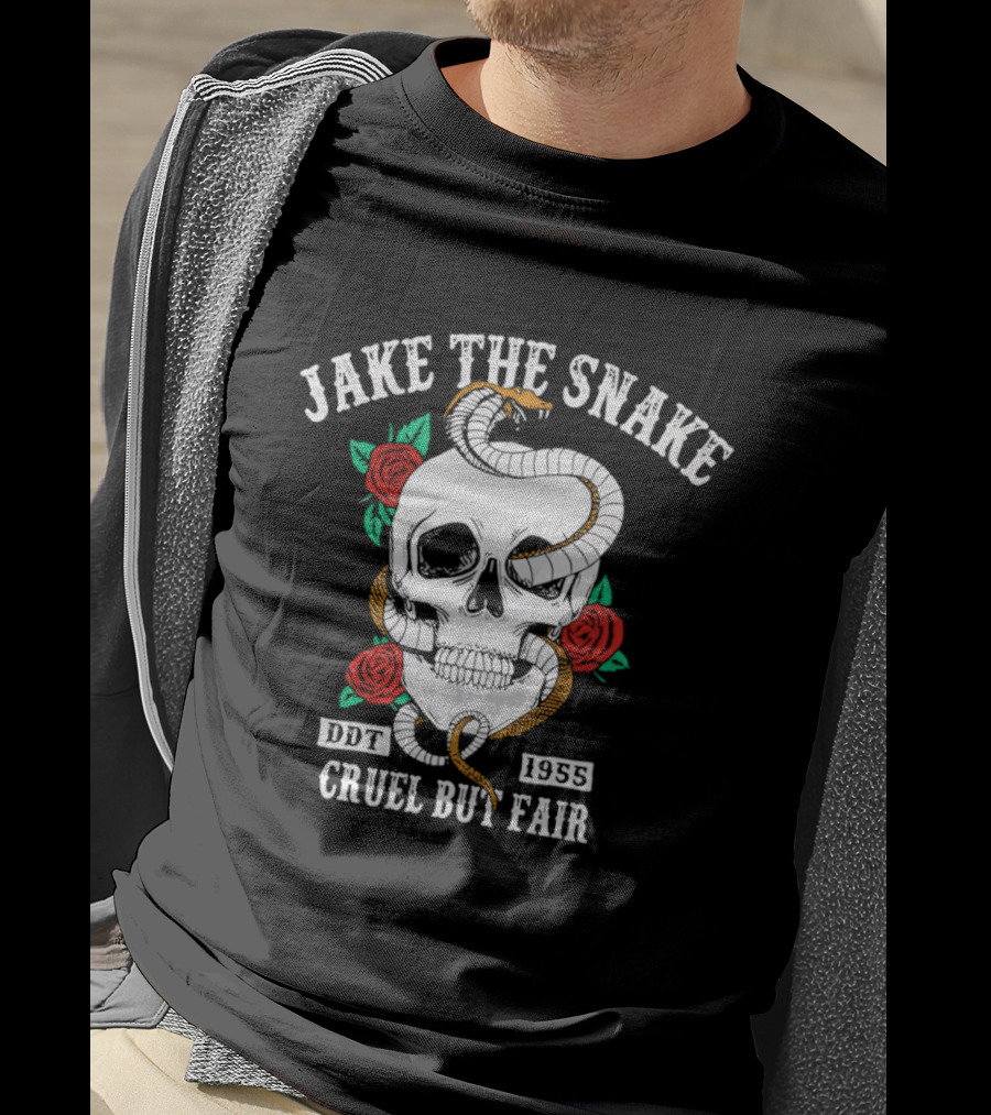 Jake The Snake Skull Roses Born 1955 Cruel But Fair T-Shirt