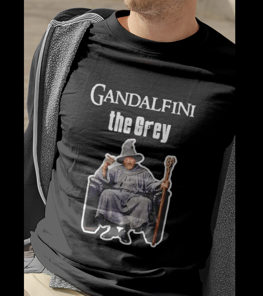 Gandolfini The Grey Wizard Holding Staff T-Shirt