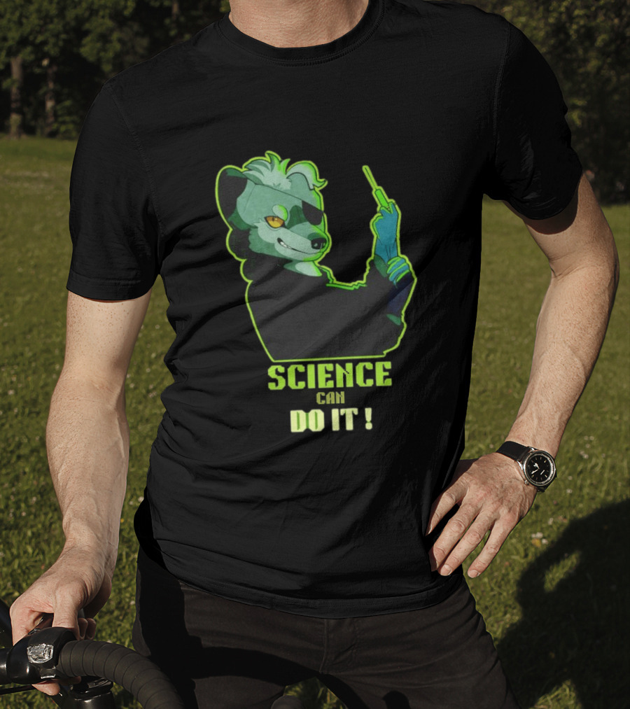 Science Can Do It Cartoon Panda With Test Tube T-Shirt