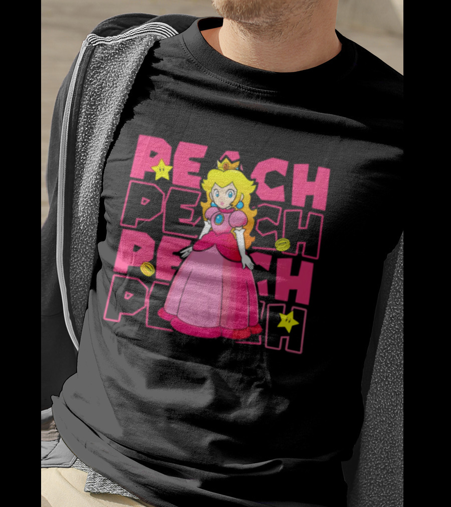 Super Mario Princess Peach With Stars And Coins Retro 1985 Disneyland T-Shirt