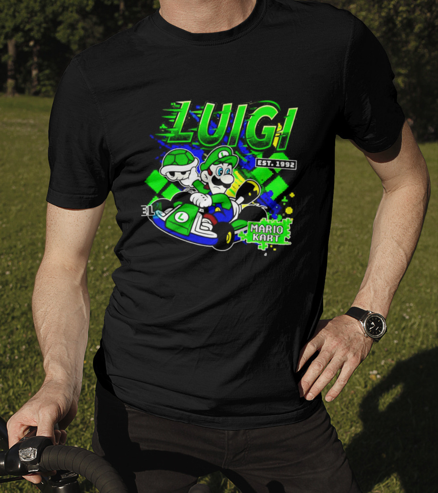 Super Mario Luigi Mario Kart Est 1992 Racing Green T-Shirt