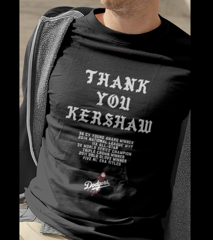 Thank You Clayton Kershaw Los Angeles Dodgers 3x Cy Young Winner 2014 MVP 9x All Star 5x ERA Title Champion T-Shirt