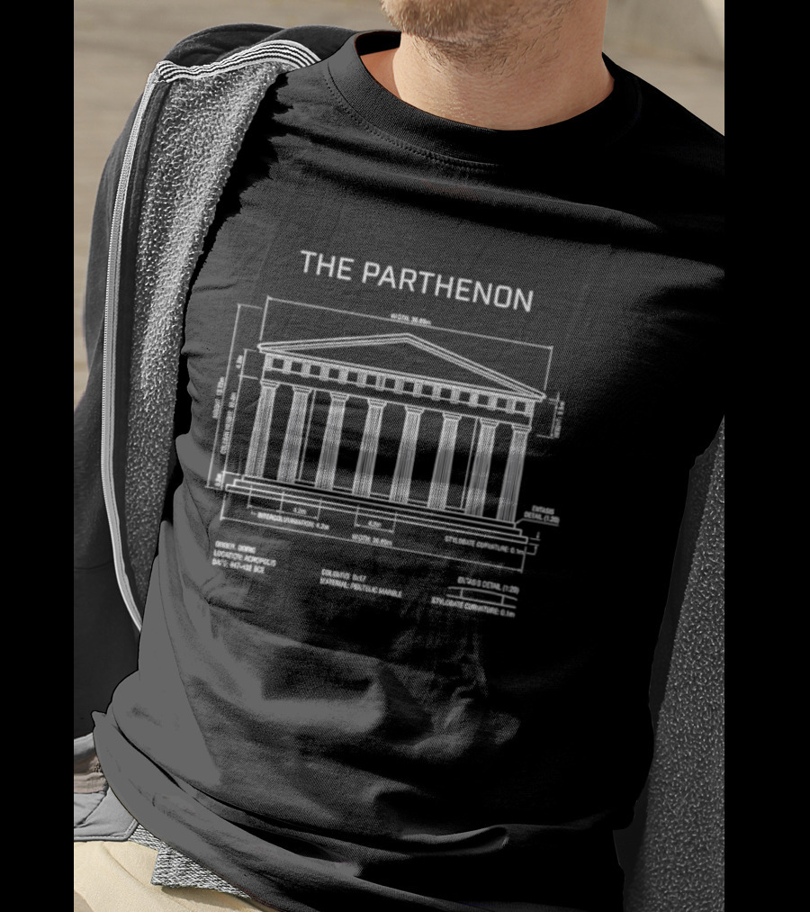 The Parthenon Blueprint Ancient Greece Architectural Diagram T-Shirt