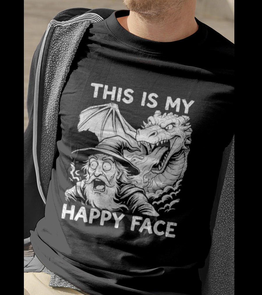 This Is My Happy Face Dungeon Master Dragon Wizard Expression T-Shirt