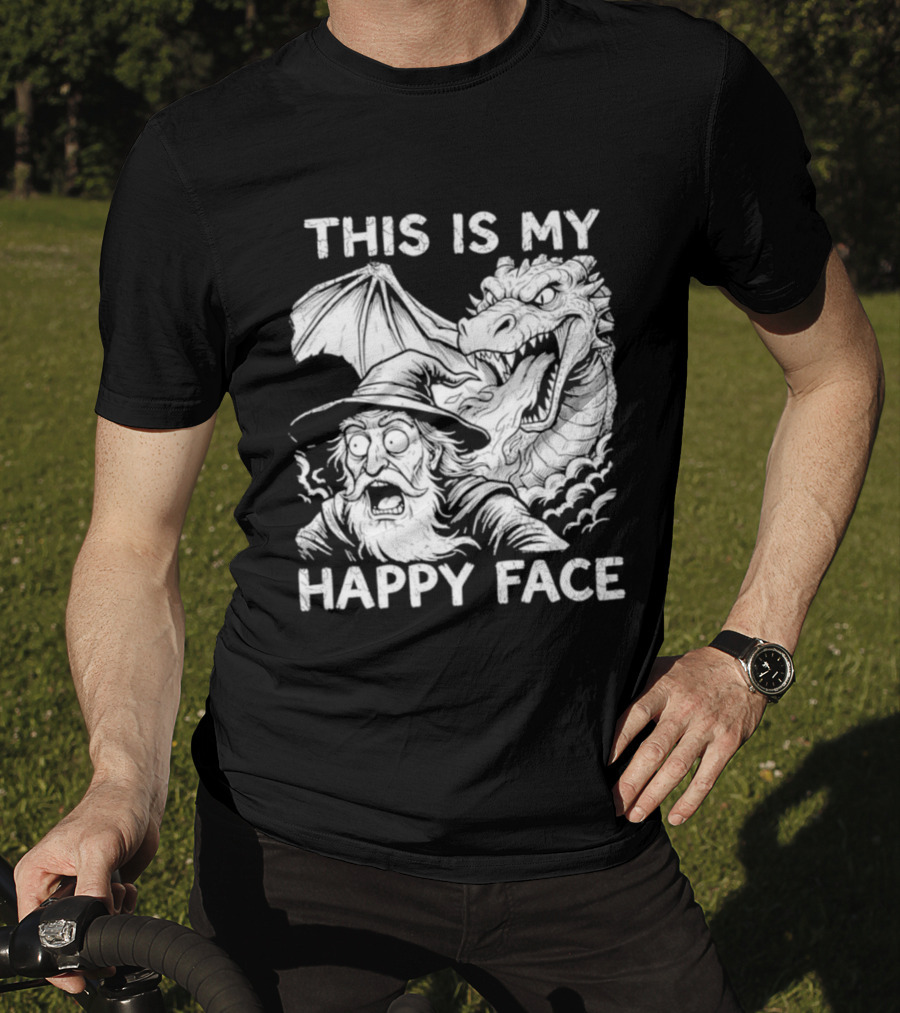This Is My Happy Face Dungeon Master Dragon Wizard Expression T-Shirt