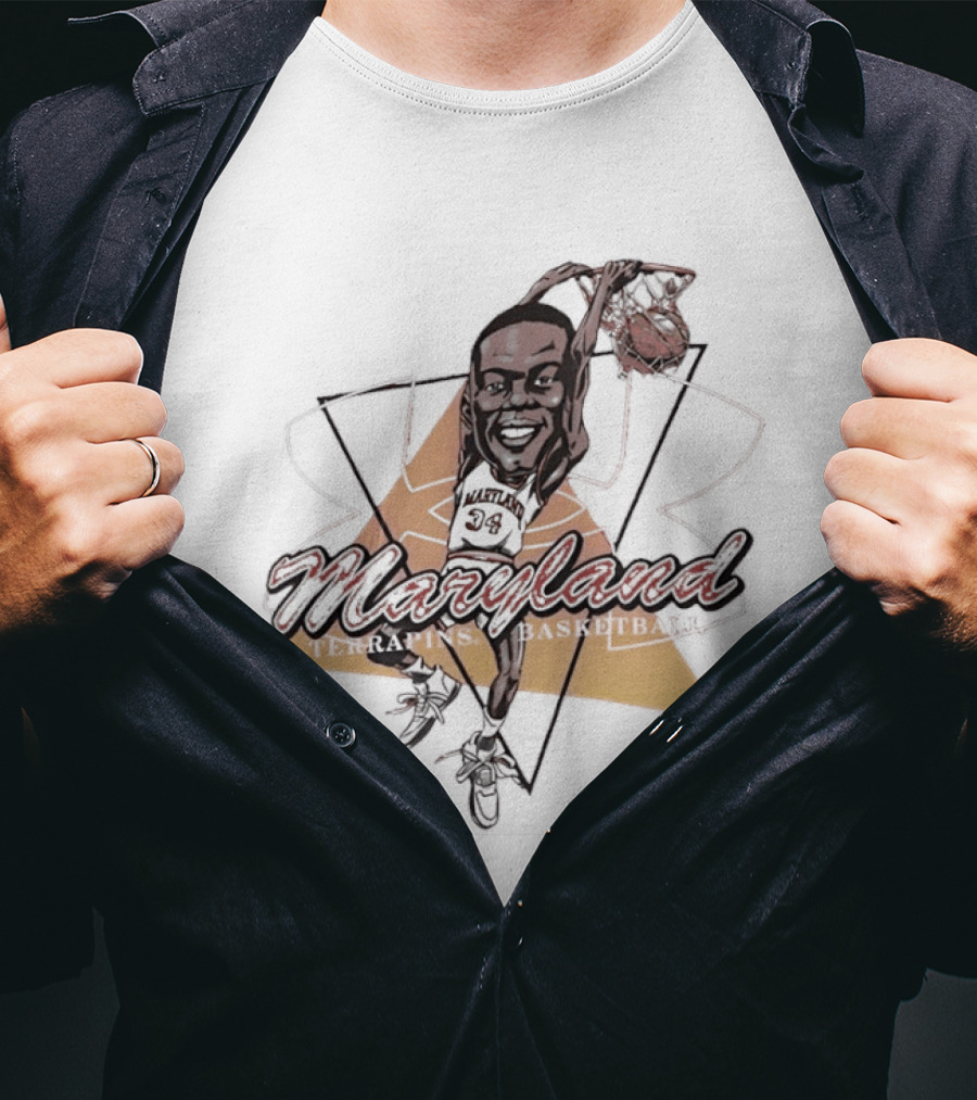 Len Bias 34 Maryland Dunking Cartoon T-Shirt