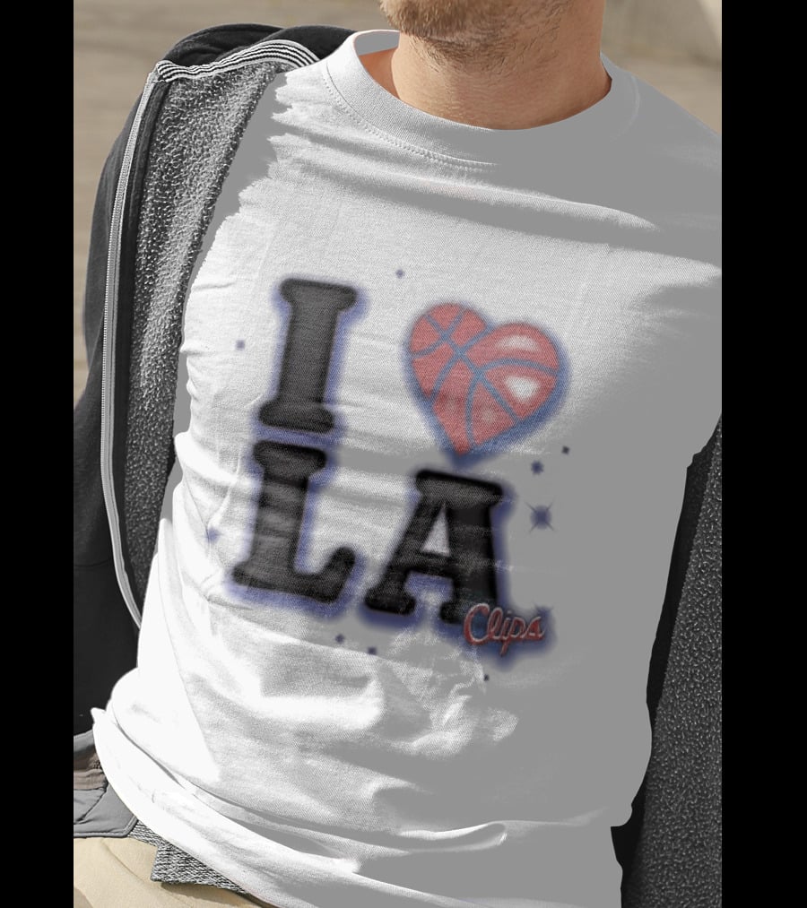 I Love LA Los Angeles Clippers Basketball Heart Logo Clips T-Shirt