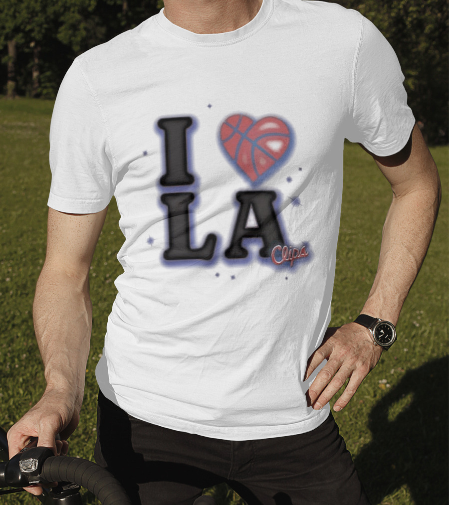 I Love LA Los Angeles Clippers Basketball Heart Logo Clips T-Shirt