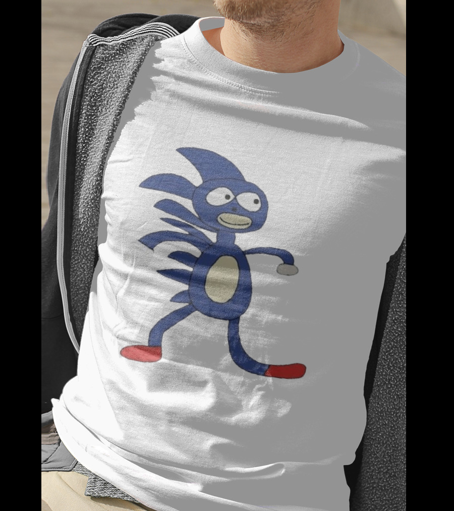 Sanic Meme Blue Hedgehog Parody Drawing T-Shirt
