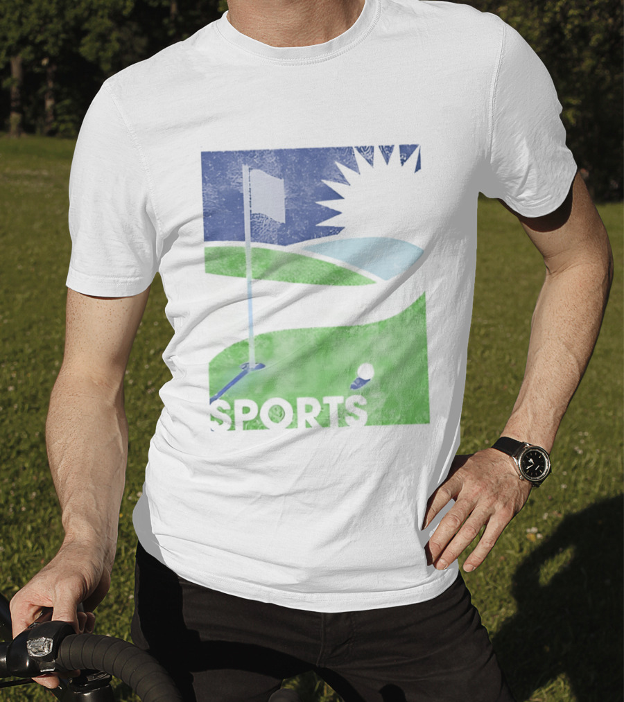 Golf Course Scenery Sports Landscape Sun Flag Ball T-Shirt