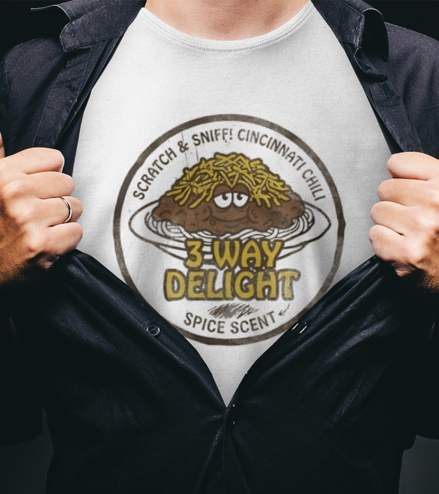 Scratch And Sniff Cincinnati Chili 3 Way Delight Spice Scent T-Shirt