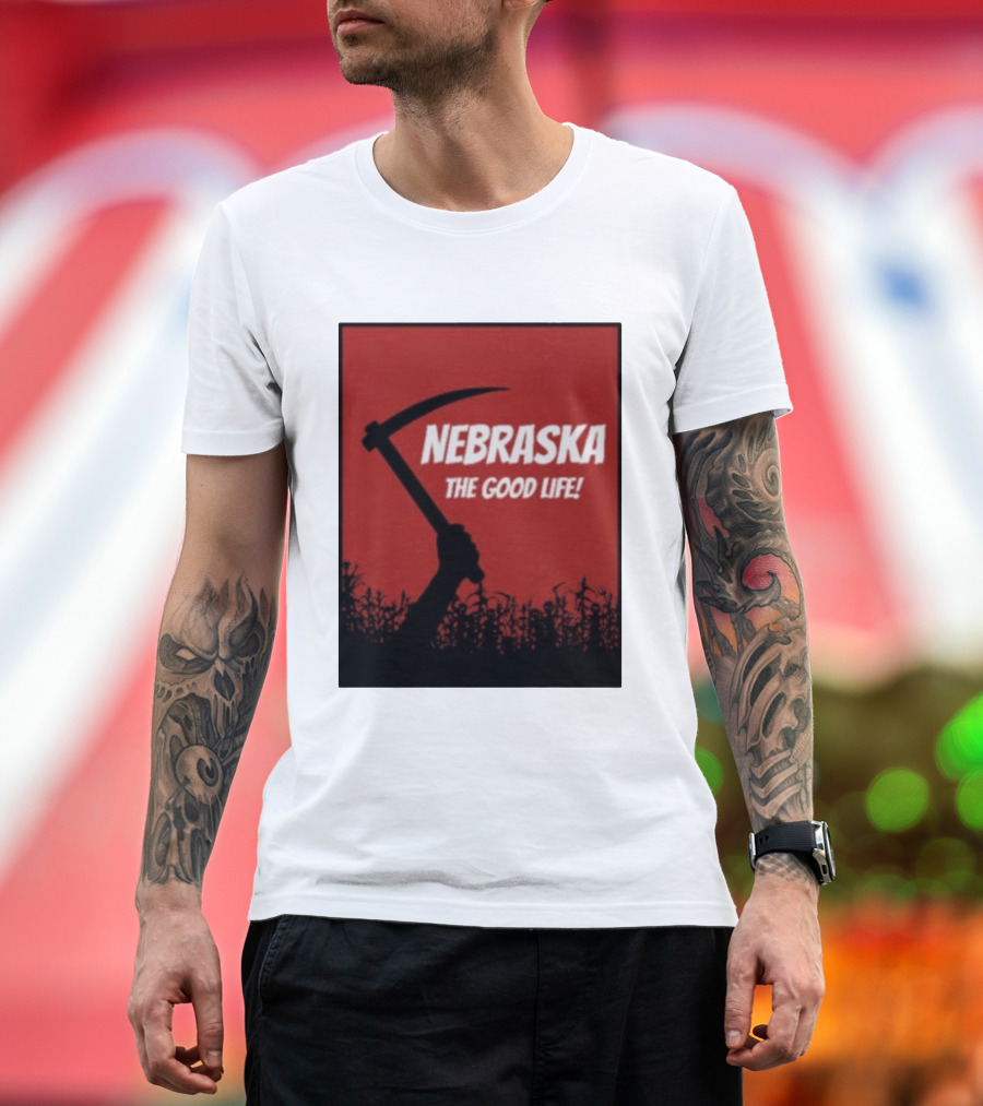 Nebraska The Good Life Hand With Sickle And Crop T-Shirt