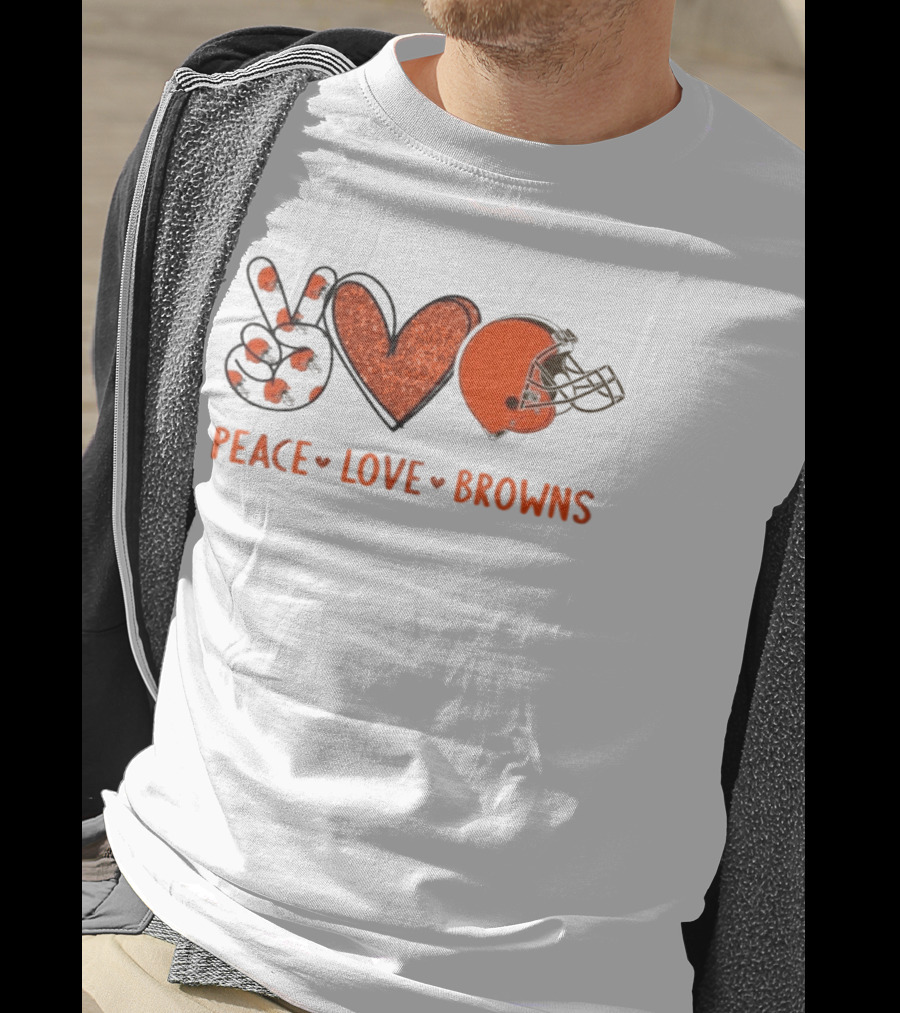 Peace Love Cleveland Browns Football Helmet Fan T-Shirt