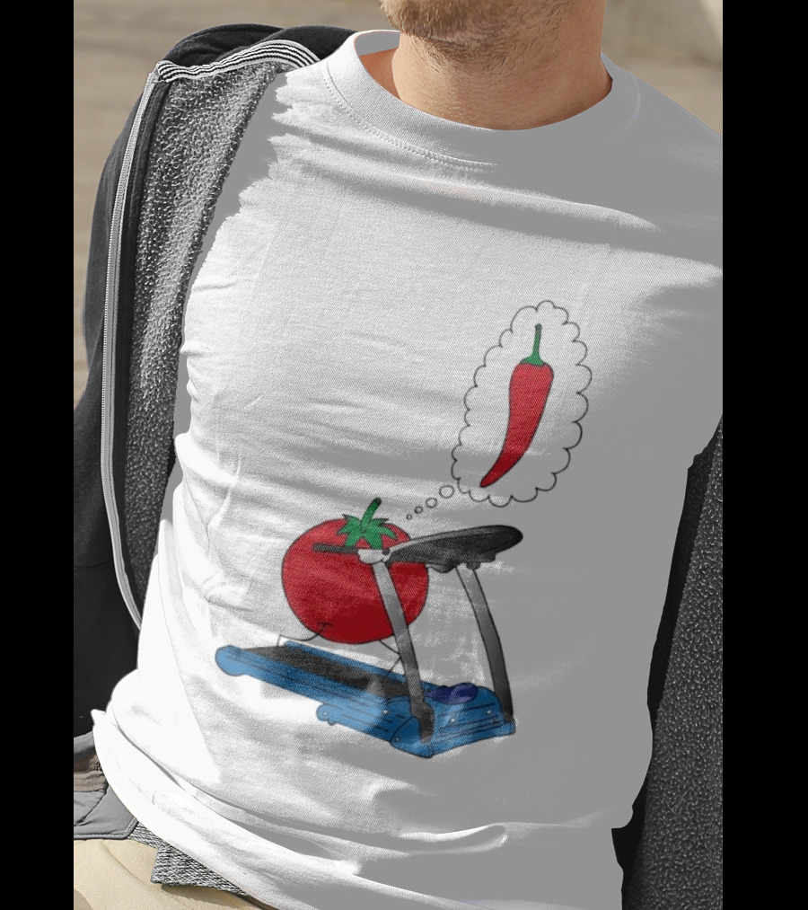 Tomato Dreaming Of Chili On Treadmill Funny Food Meme T-Shirt
