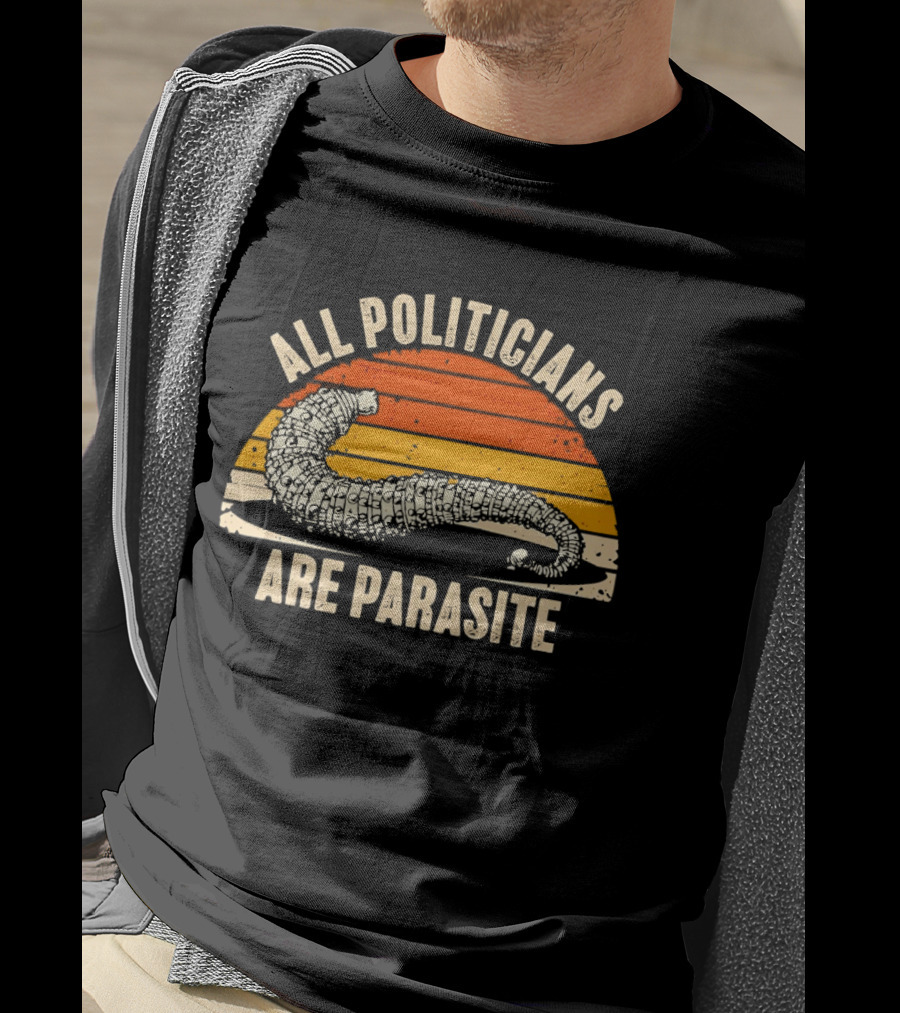 All Politicians Are Parasite Retro Sunset T-Shirt
