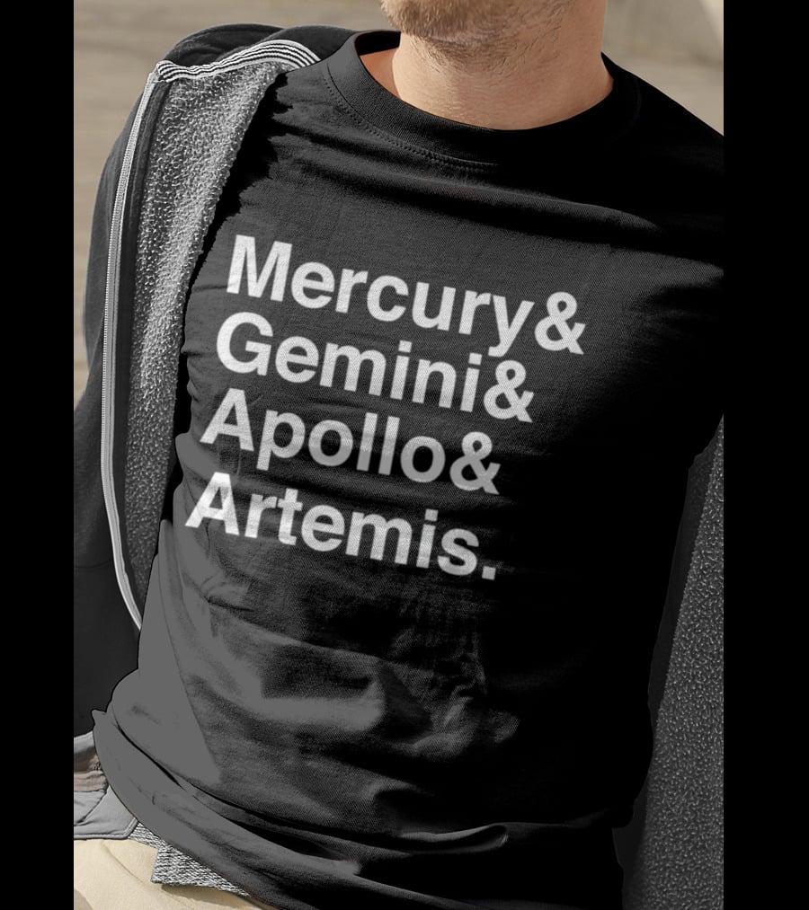 Mercury Gemini Apollo Artemis NASA Moon Missions T-Shirt
