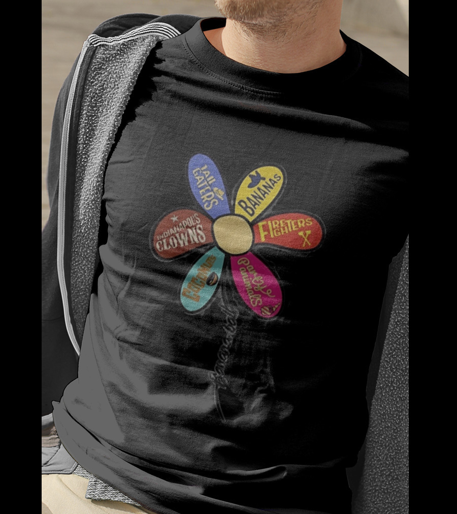 Bananas Tail Gaters Indianapolis Clowns Fire Fighters Goblins Party Animals Daisy Floral T-Shirt