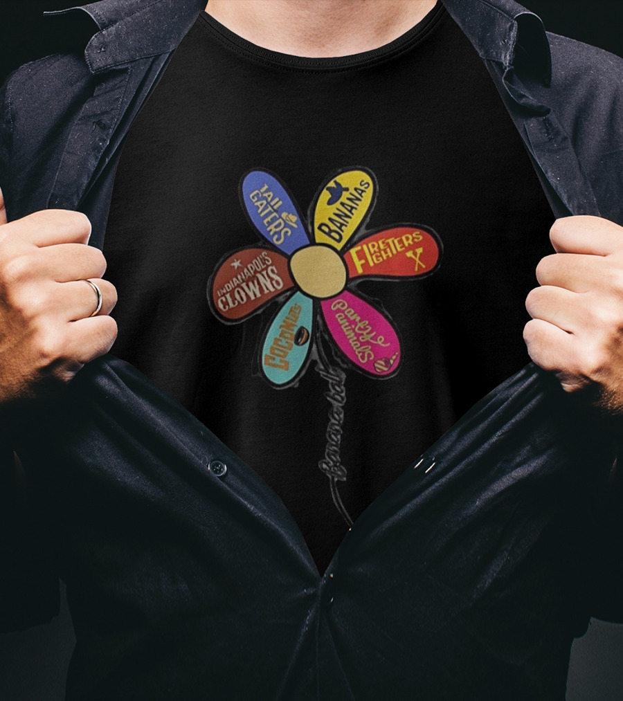 Bananas Tail Gaters Indianapolis Clowns Fire Fighters Goblins Party Animals Daisy Floral T-Shirt