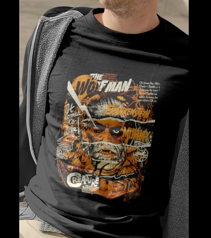 The Wolfman Frankenstein Mummy Creature It Comes To Life T-Shirt
