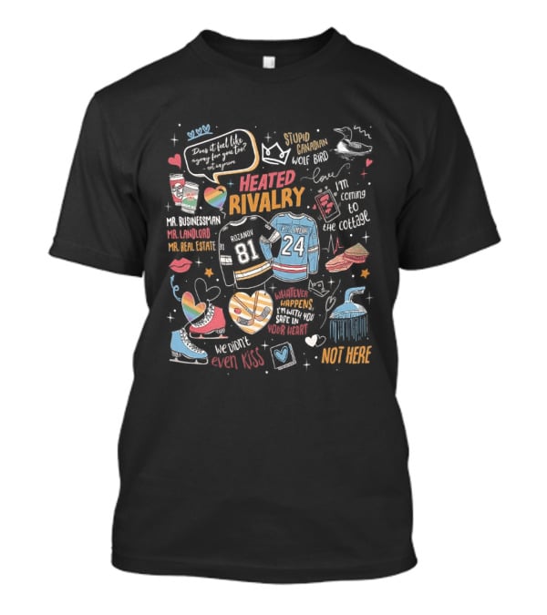 Heated Rivalry Romance With Rainbow Heart And Hockey Jerseys 81 And 24 T-Shirt