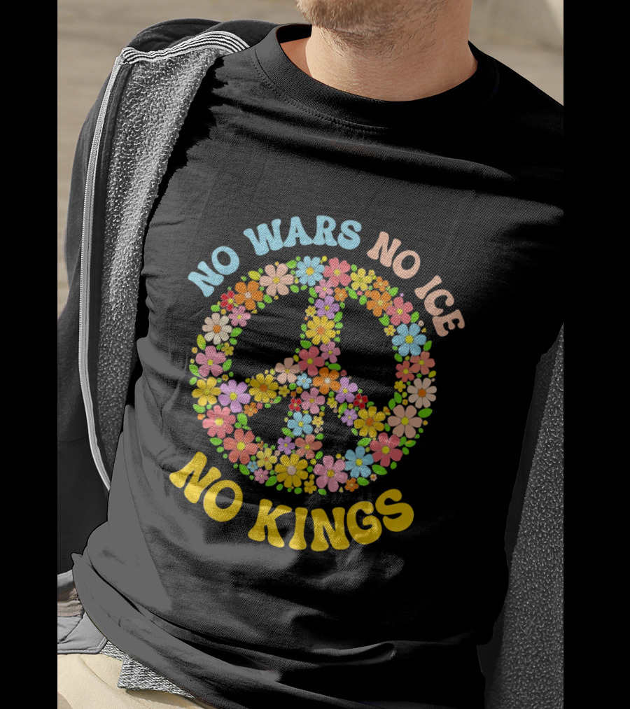 No Wars No Ice No Kings Peace Floral Motif T-Shirt