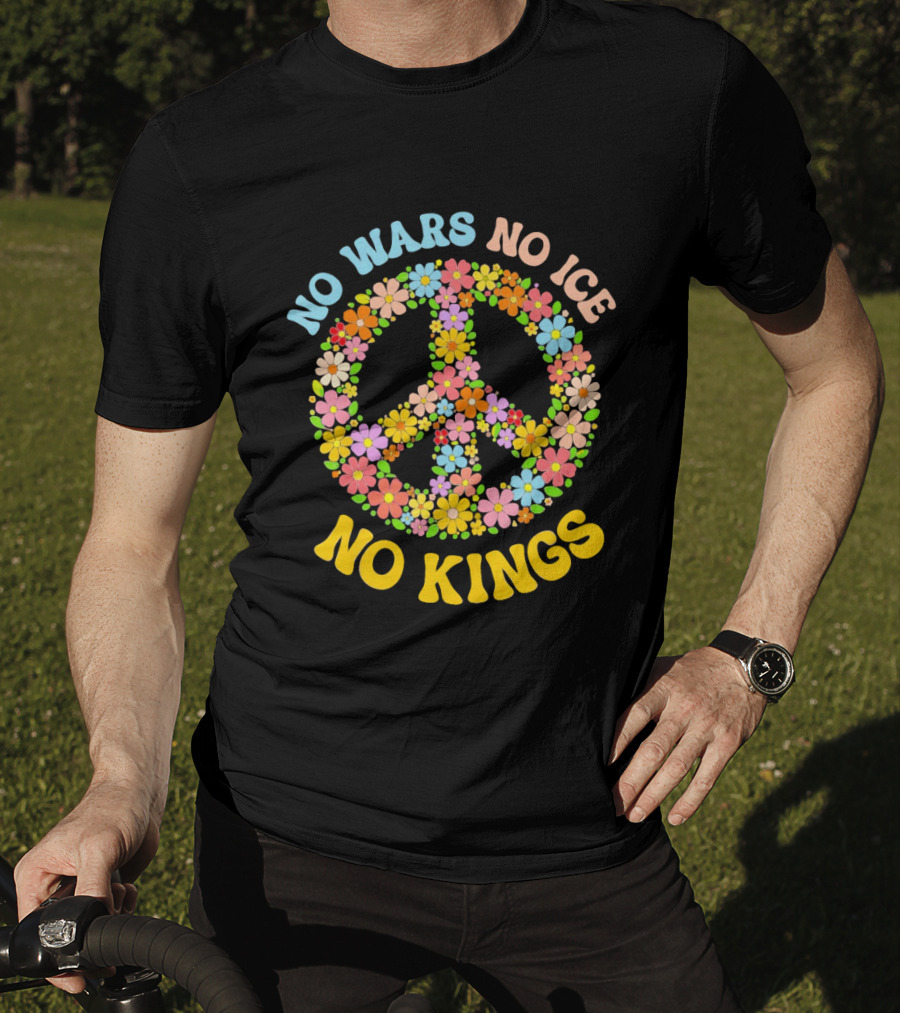 No Wars No Ice No Kings Peace Floral Motif T-Shirt