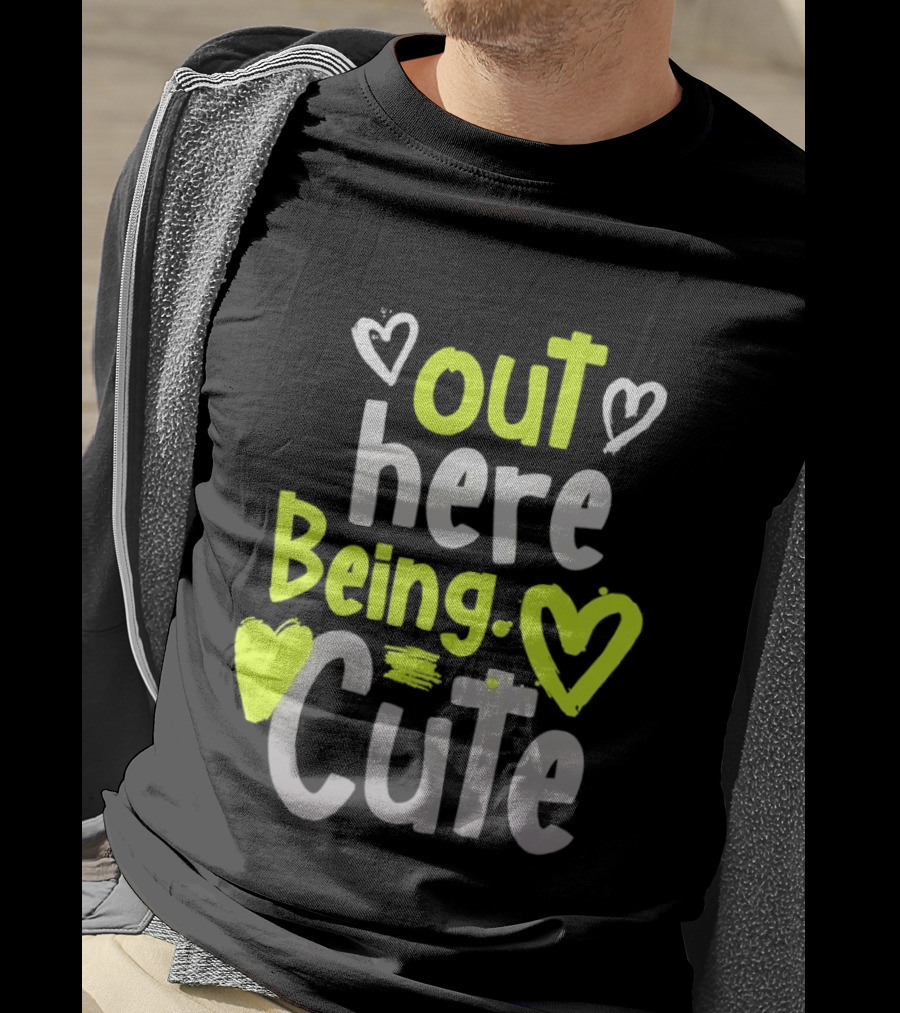 Out Here Being Cute With Heart And Love Illustrations T-Shirt