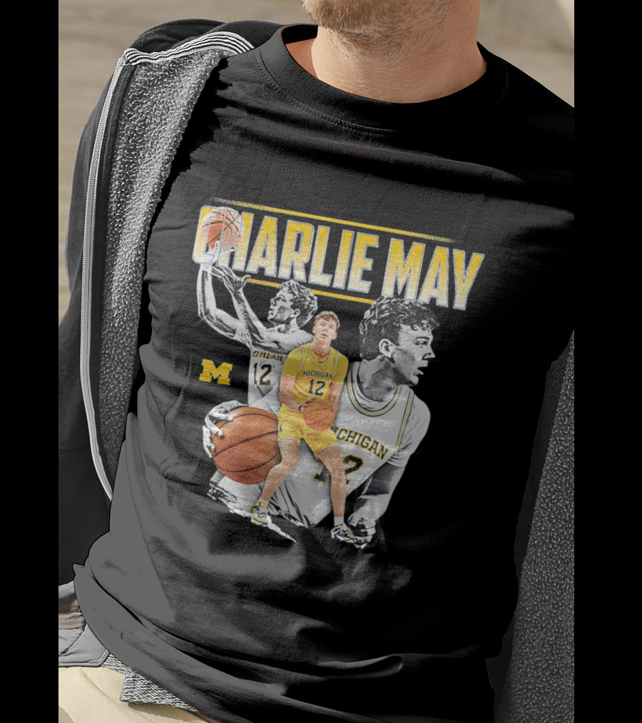 Charlie May Michigan Basketball NCAA Number 12 Collage T-Shirt