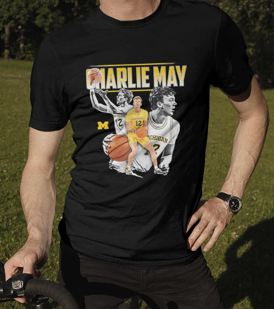 Charlie May Michigan Basketball NCAA Number 12 Collage T-Shirt