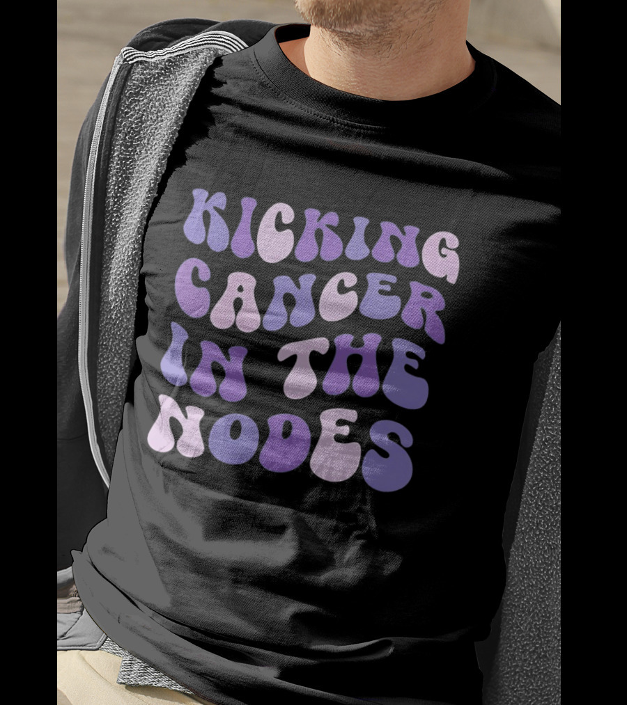 Kicking Cancer In The Nodes Retro Groovy T-Shirt