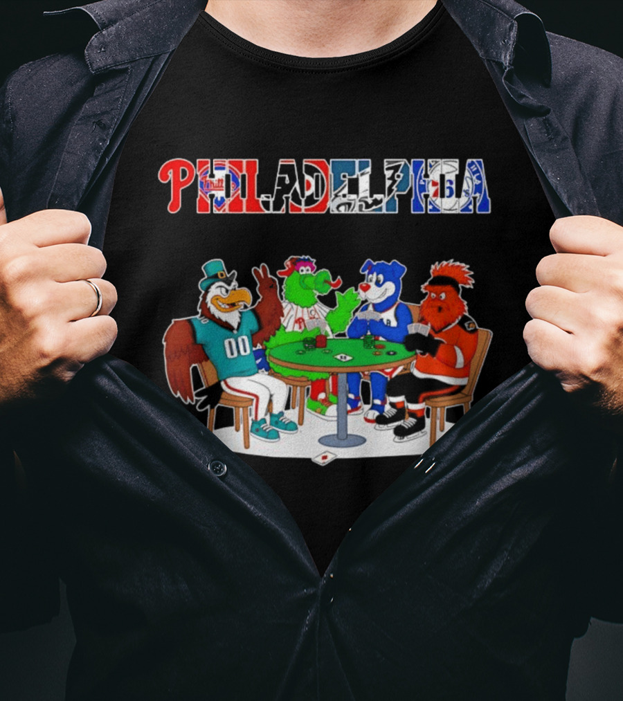Philadelphia Mascots Playing Poker Cards T-Shirt