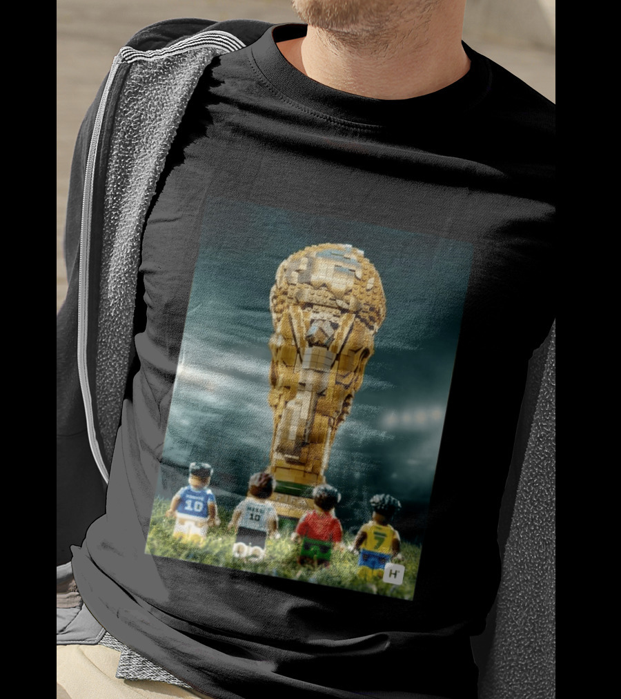 LEGO Football Legends FIFA World Cup 2026 Trophy Lionel Messi Cristiano Ronaldo Kylian Mbappé Vinicius Junior T-Shirt
