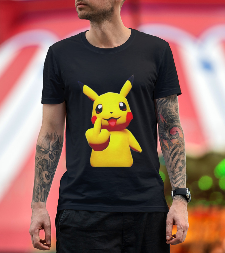 Pikachu Pokémon Middle Finger Gesture T-Shirt