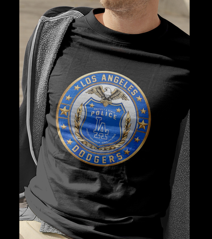 Los Angeles Dodgers Police Badge Protect And Serve With Pride Eagle T-Shirt