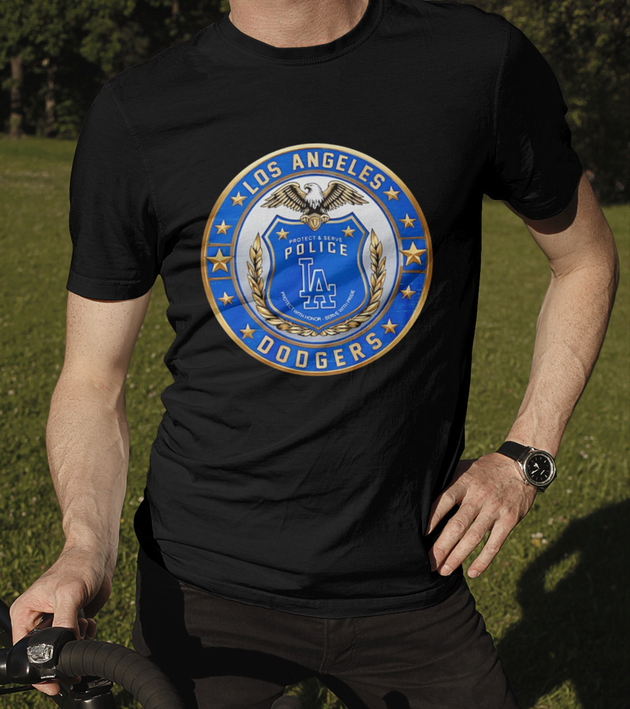 Los Angeles Dodgers Police Badge Protect And Serve With Pride Eagle T-Shirt