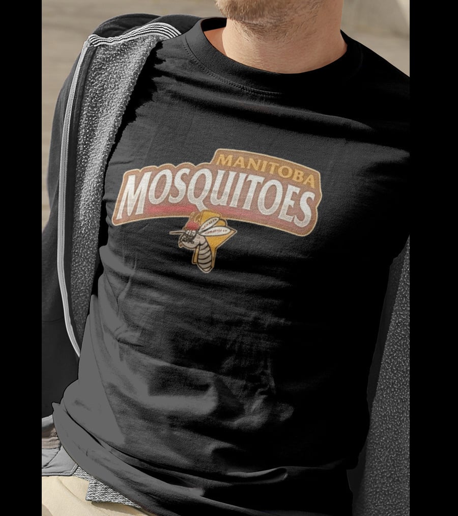 Manitoba Mosquitoes Cartoon Insect With Helmet T-Shirt
