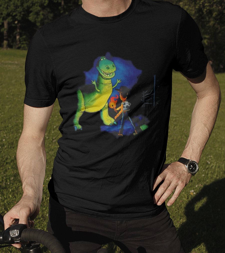 Rex And Woody Reenact Jurassic Park Scene Jurassic Toys Adventure T-Shirt