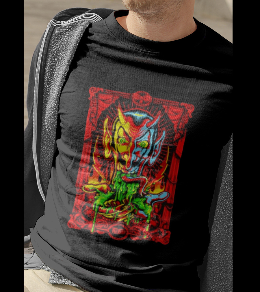 Satan's Puke Black Devil Evil Clown Neon Horror T-Shirt