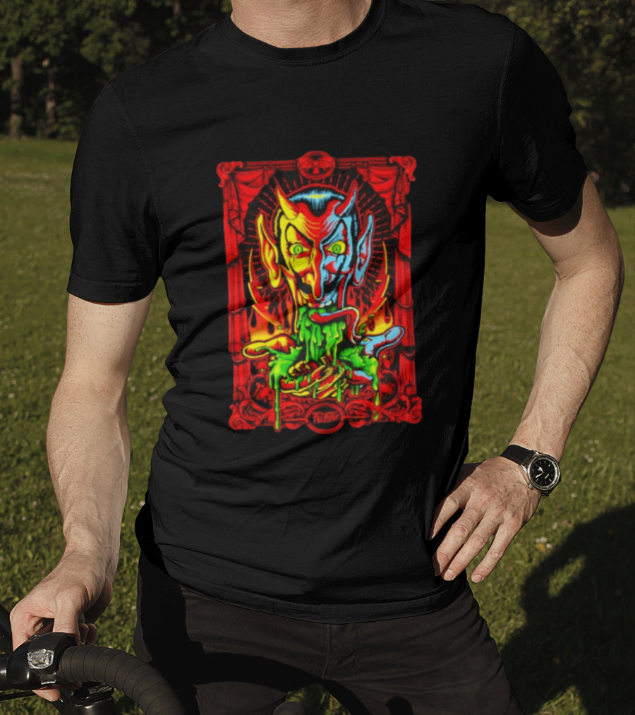 Satan's Puke Black Devil Evil Clown Neon Horror T-Shirt